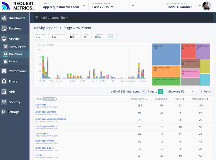 Combined Page Load and Navigation Report