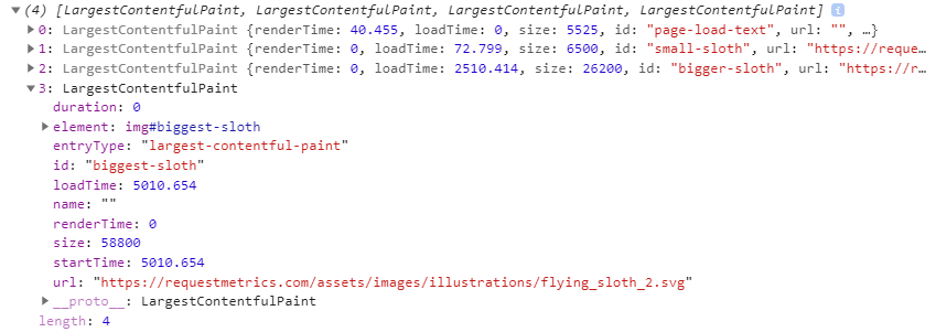 LargestContentfulPaint performance entries