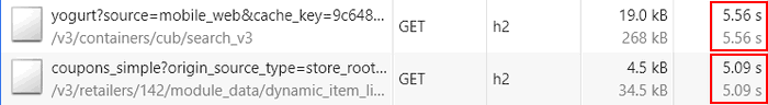 Several API calls took over 5 seconds.