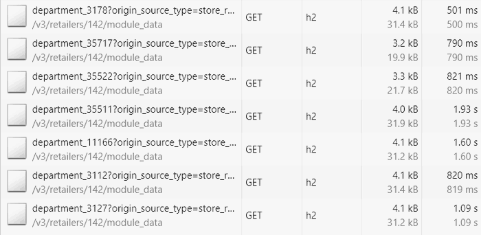 On-demand API calls to load additional products are slow.